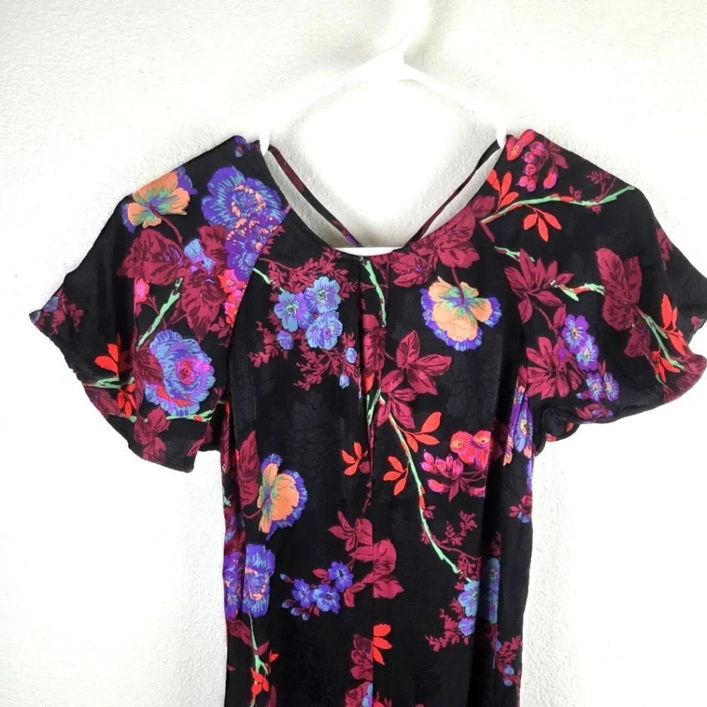 Women's REISS Floral Black Maxi Dress Size 02/XS - Picture 8 of 11